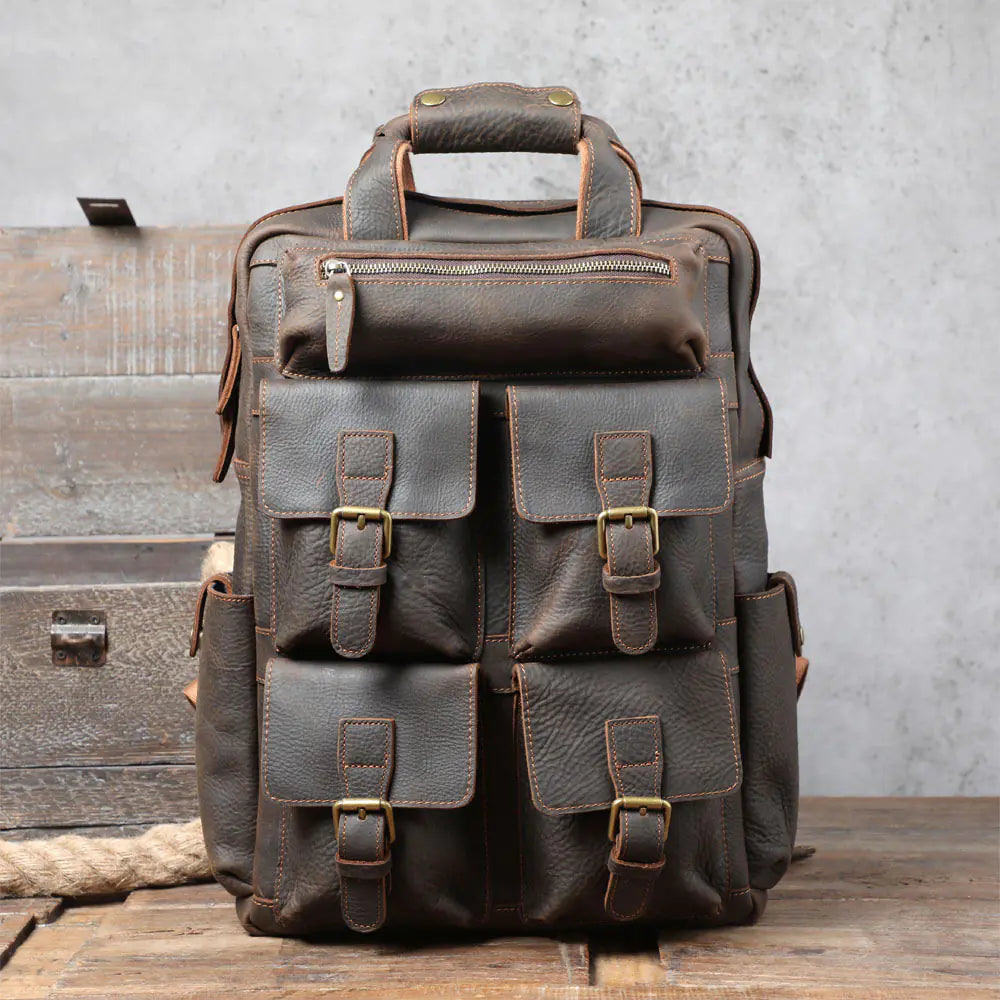 Men's Crazy Horse Leather Multifunctional Travel Bag