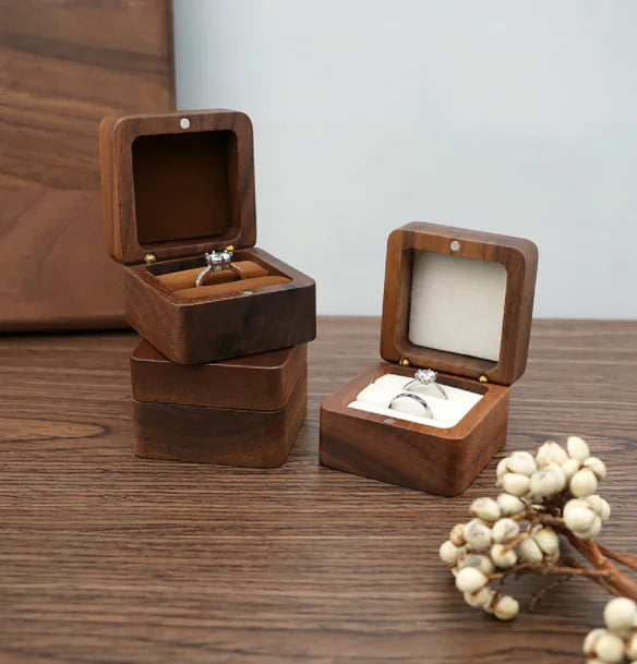 Portable Wooden Ring Storage Box