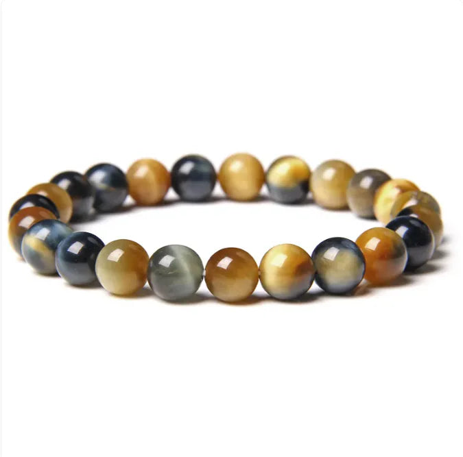 8mm Semi-precious Stone Blue Tiger Stone Handmade Jewelry Couple Bracelet