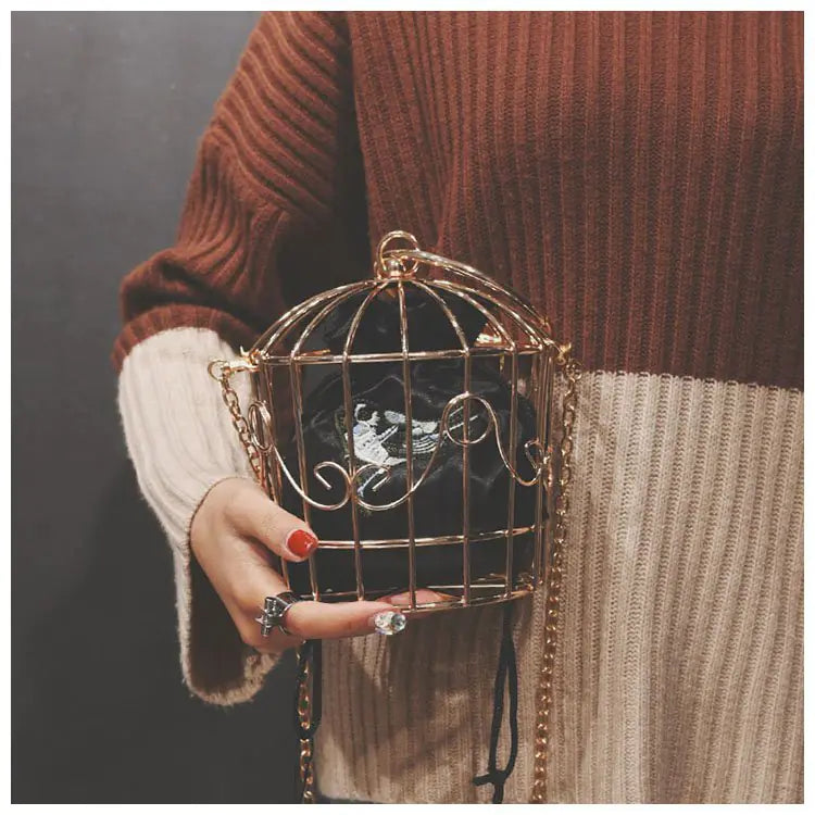 Birdcage Design Handbag with Shoulder Strap