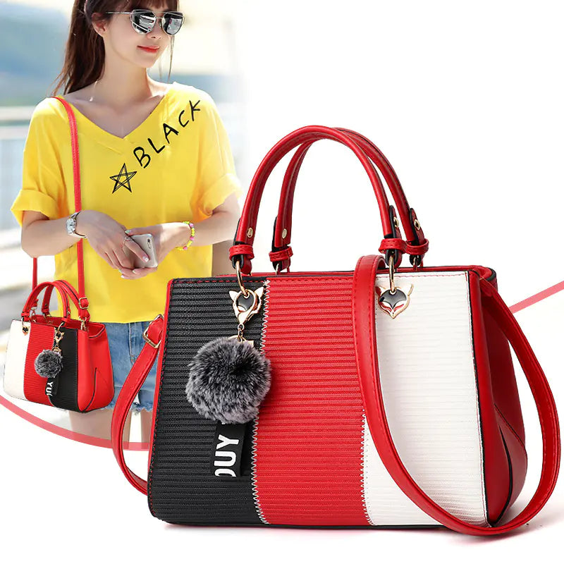 Striped Color Block Handbag - Shoulder & Crossbody Bag