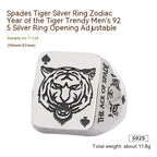 Trendy Silver Spade Ring - Chinese Zodiac Tiger Year