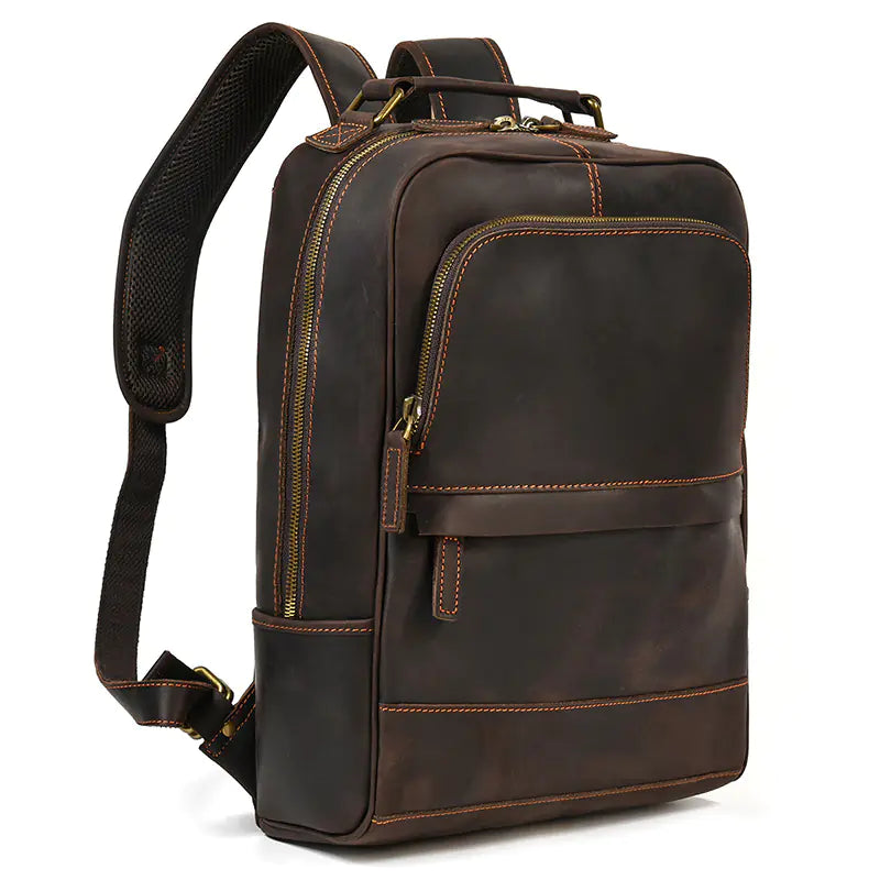 Retro Genuine Leather Backpack for Men and Students