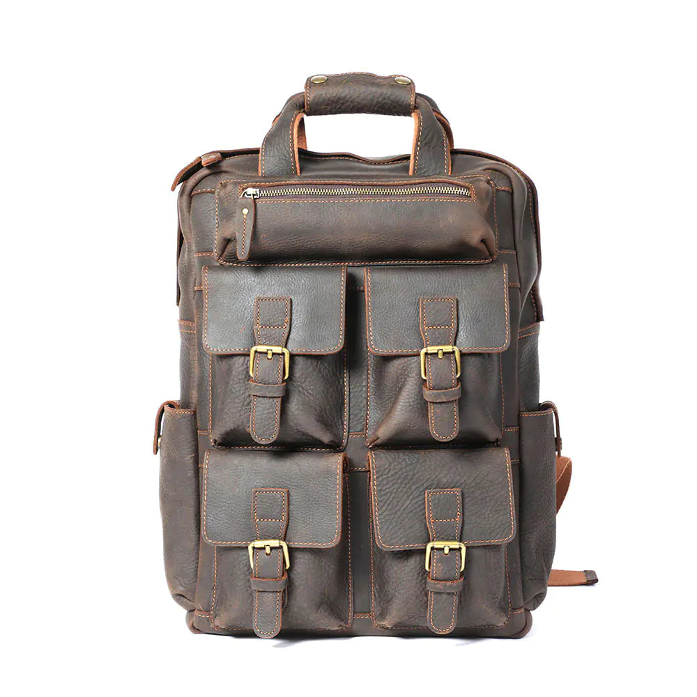Men's Crazy Horse Leather Multifunctional Travel Bag