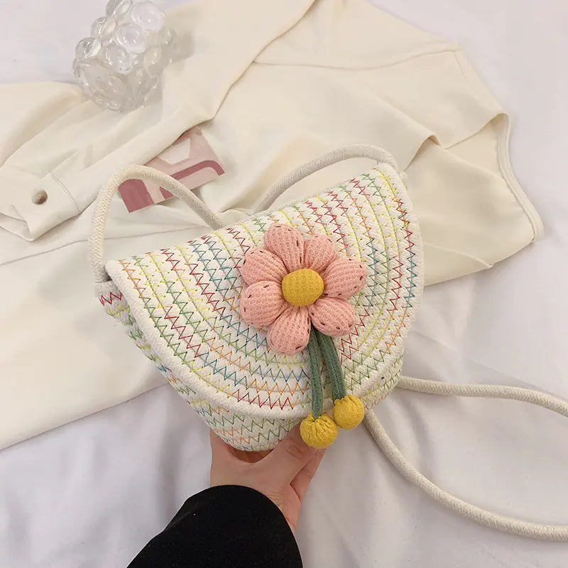 Women's Cotton Weaving Messenger Bag for Summer Vacation