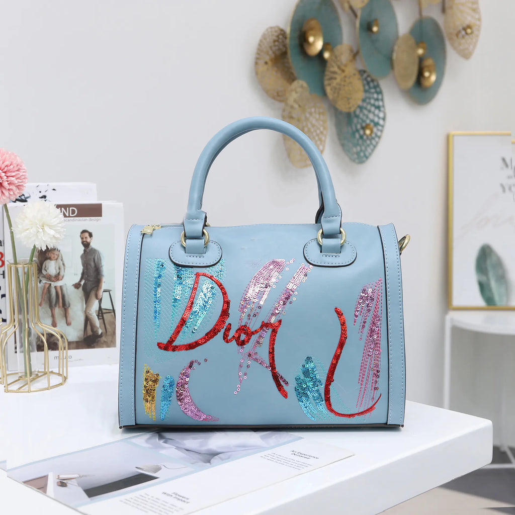 Fashionable Portable Sequin Embroidered Messenger Bag