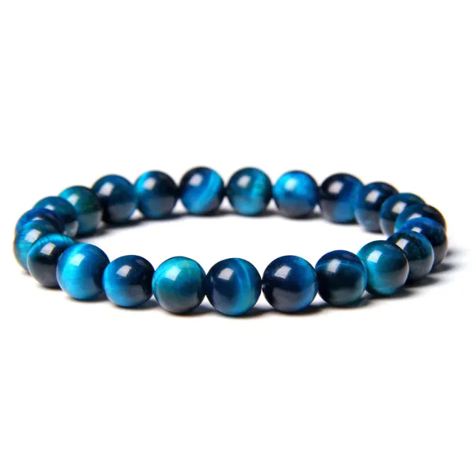 8mm Semi-precious Stone Blue Tiger Stone Handmade Jewelry Couple Bracelet