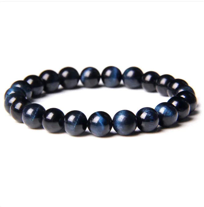8mm Semi-precious Stone Blue Tiger Stone Handmade Jewelry Couple Bracelet