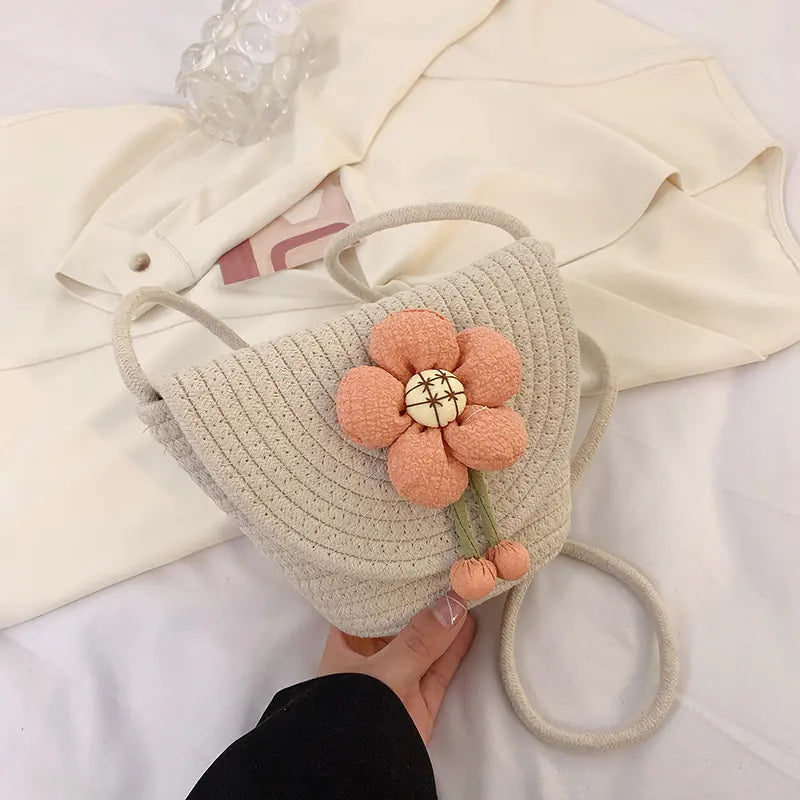 Women's Cotton Weaving Messenger Bag for Summer Vacation