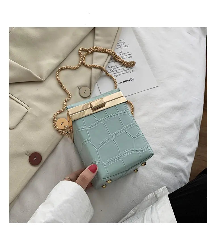 Small Retro Stone Pattern Square Bag for Women