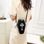 Retro Dark Cross Coffin Messenger Shoulder Bag for Women